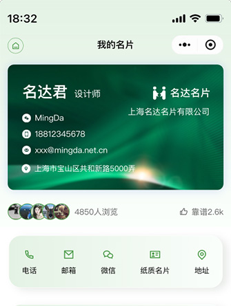 名达电子名片绿色模板示例